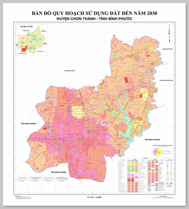 Bản đồ hành chính thị xã Chơn Thành